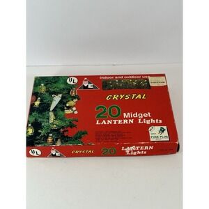 Vintage Christmas Mini Lantern Light Set Red/Wht/Gold Tested Works 15.5 ft